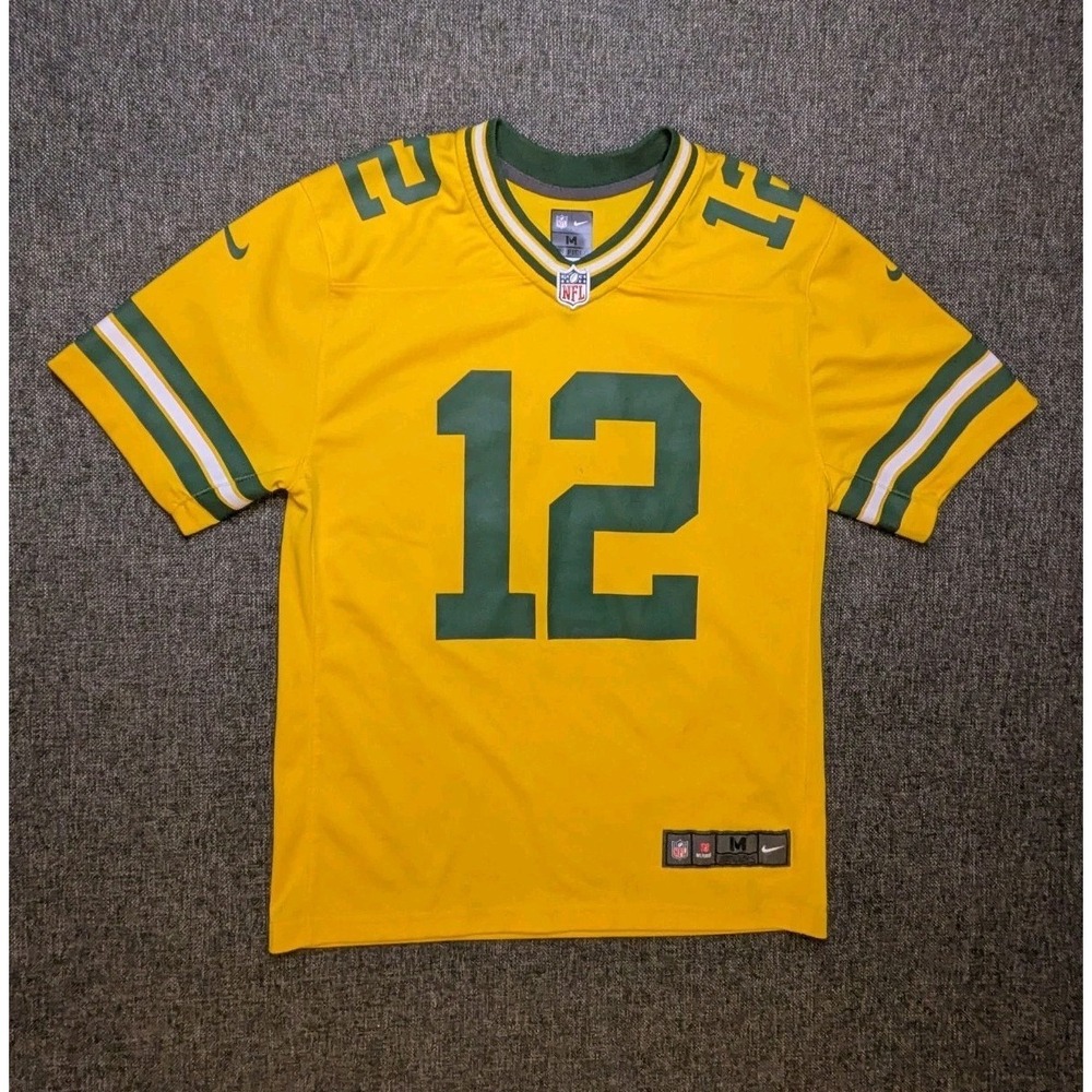 Green Bay Packers Aaron Rodgers #12 Nike On Field‎ Youth M Jersey Yellow NFL